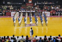 ラストアイドルが出演したB.LEAGUEの川崎ブレイブサンダース対レバンガ北海道戦のハーフタイムショーの様子。（photo by Yoshifumi Shimizu）