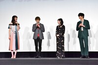 映画「4月の君、スピカ。」の完成披露上映会前に行われた舞台挨拶の様子。