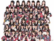 AKB48 Team 8。下から3段目、左から3番目が山田菜々美。上から2段目、右から2番目が佐藤栞。