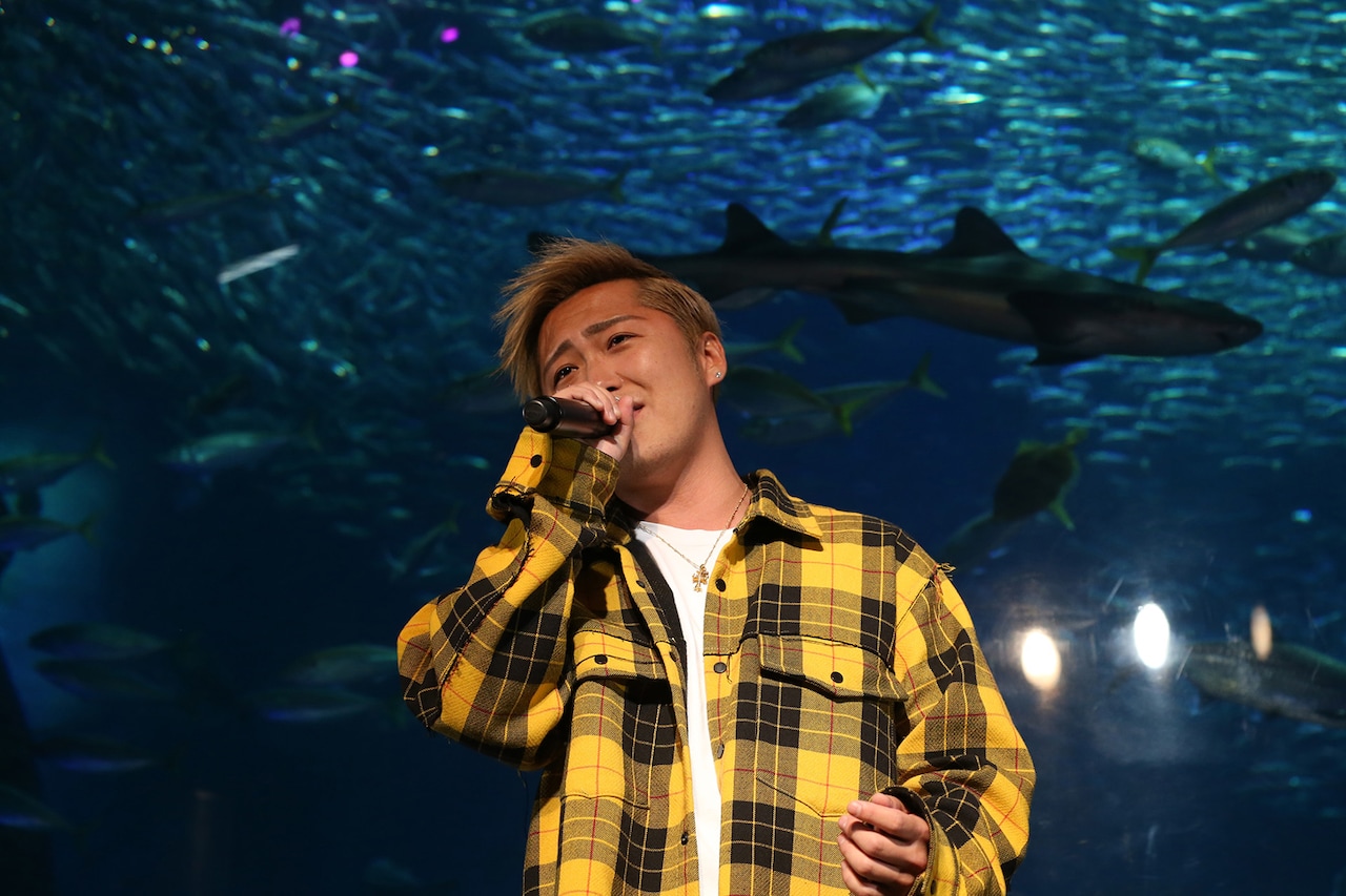 「アジがデカい！」Da-iCE大野雄大が2万匹の魚の前でソロライブ、川畑要も駆け付け祝福