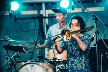 ハットリ“ショーティ”ヤスヒコ（Tb / YOUR SONG IS GOOD）（撮影：小杉歩）