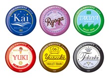 オリジナルグッズの「セガコラボカフェ 超特急 ヘッドマーク風缶バッジ」。