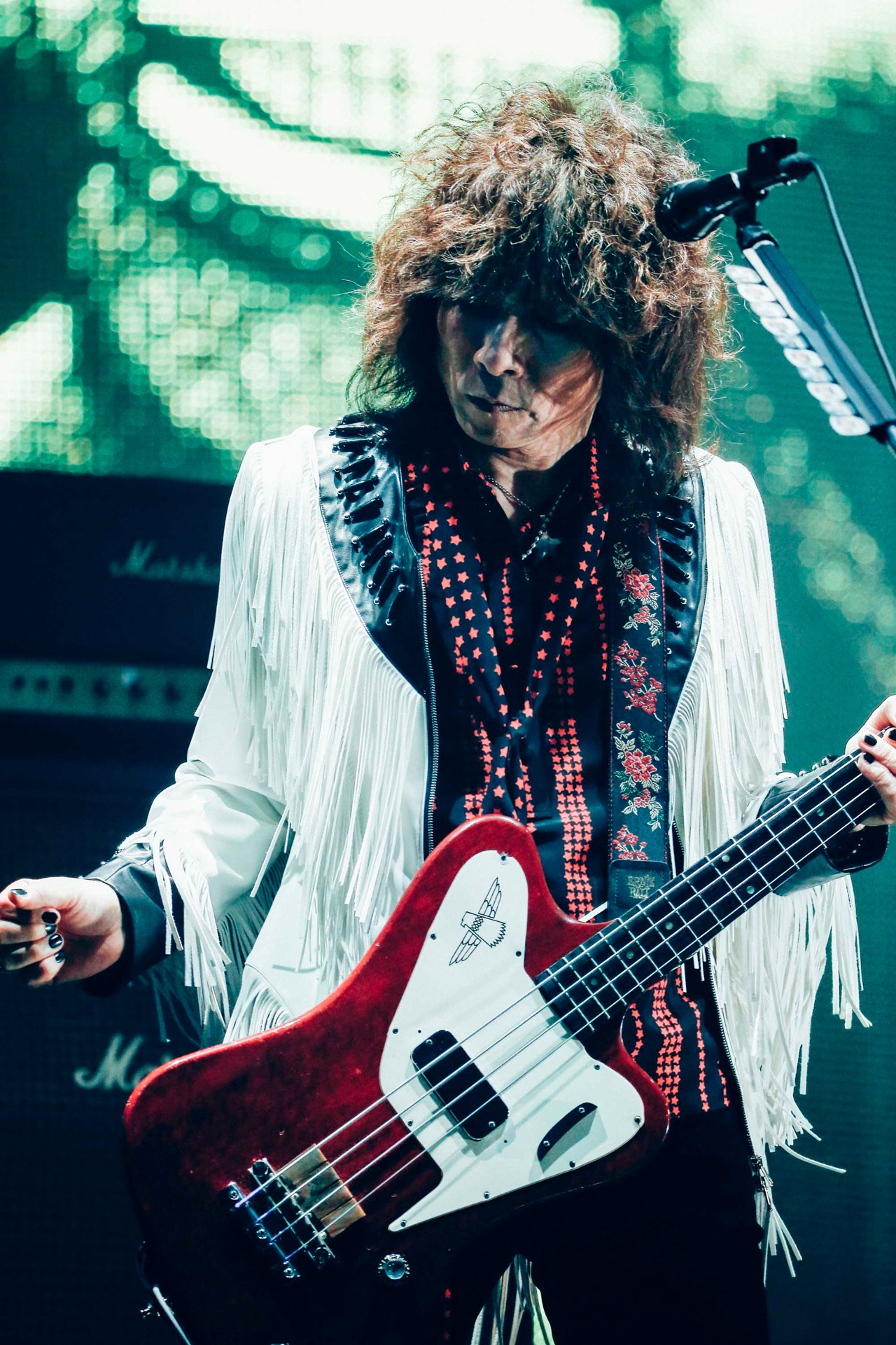 「THE YELLOW MONKEY SUPER JAPAN TOUR 2019 -GRATEFUL SPOONFUL」静岡・エコパアリーナ4月28日公演の廣瀬洋一（B）。（撮影：横山マサト）