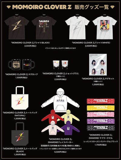 ももいろクローバーZ期間限定ポップアップショップで販売されるグッズ一覧。