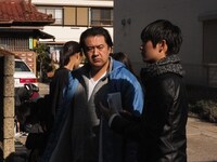 映画「色の街」撮影の様子。