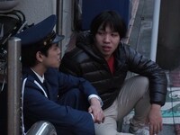 映画「色の街」撮影の様子。