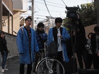 映画「色の街」撮影の様子。