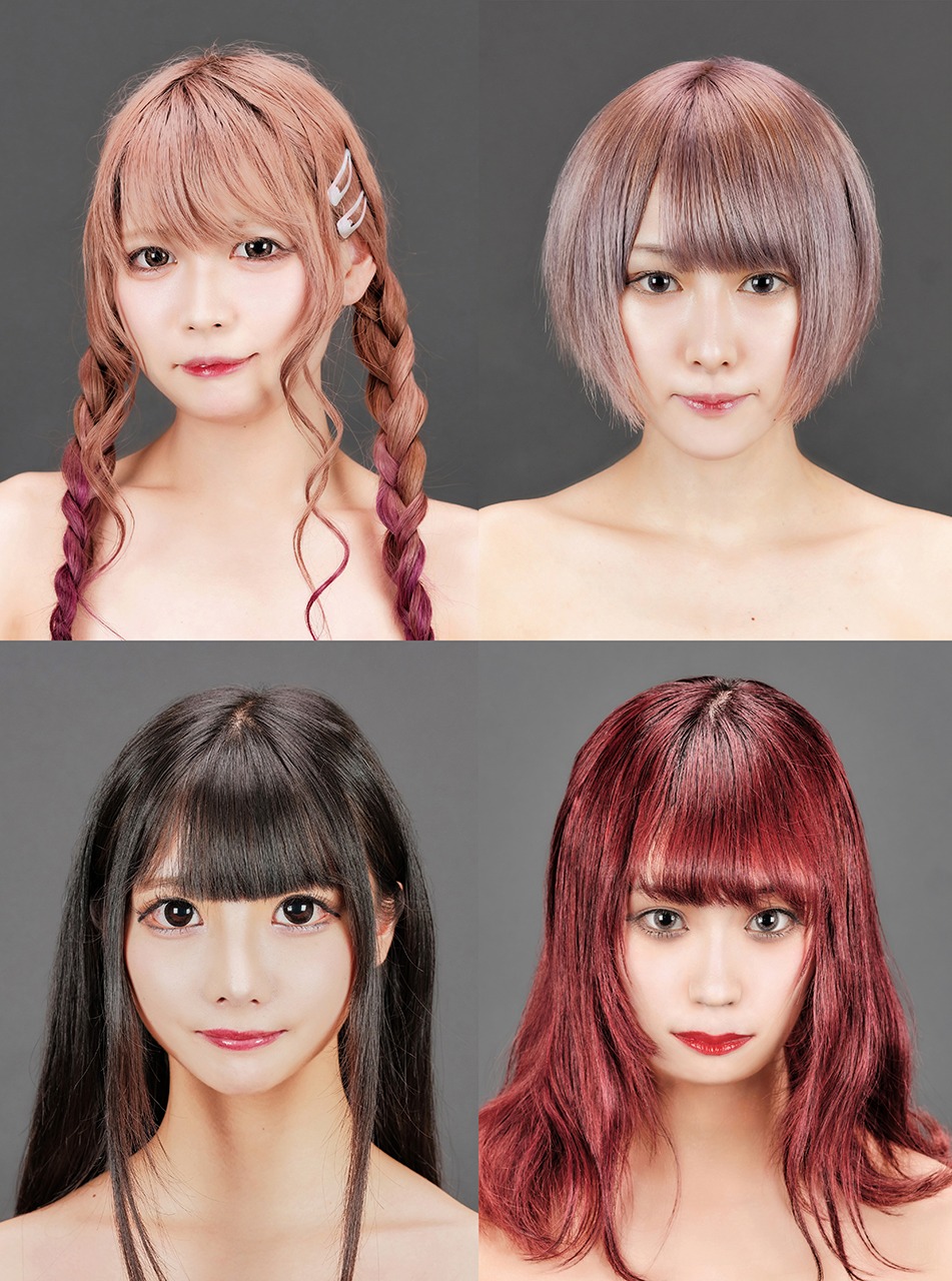 miscast。左上から時計回りにえむこ、一花、うたげ、肉寿司。