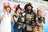 左からウェンディ役の河西智美、ピーターパン役の吉柳咲良、フック船長 / ダーリング氏役のEXILE NESMITH、タイガー・リリー役の宮澤佐江。