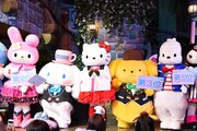左からマイメロディ、シナモロール、ハローキティ、ポムポムプリン、ポチャッコ。