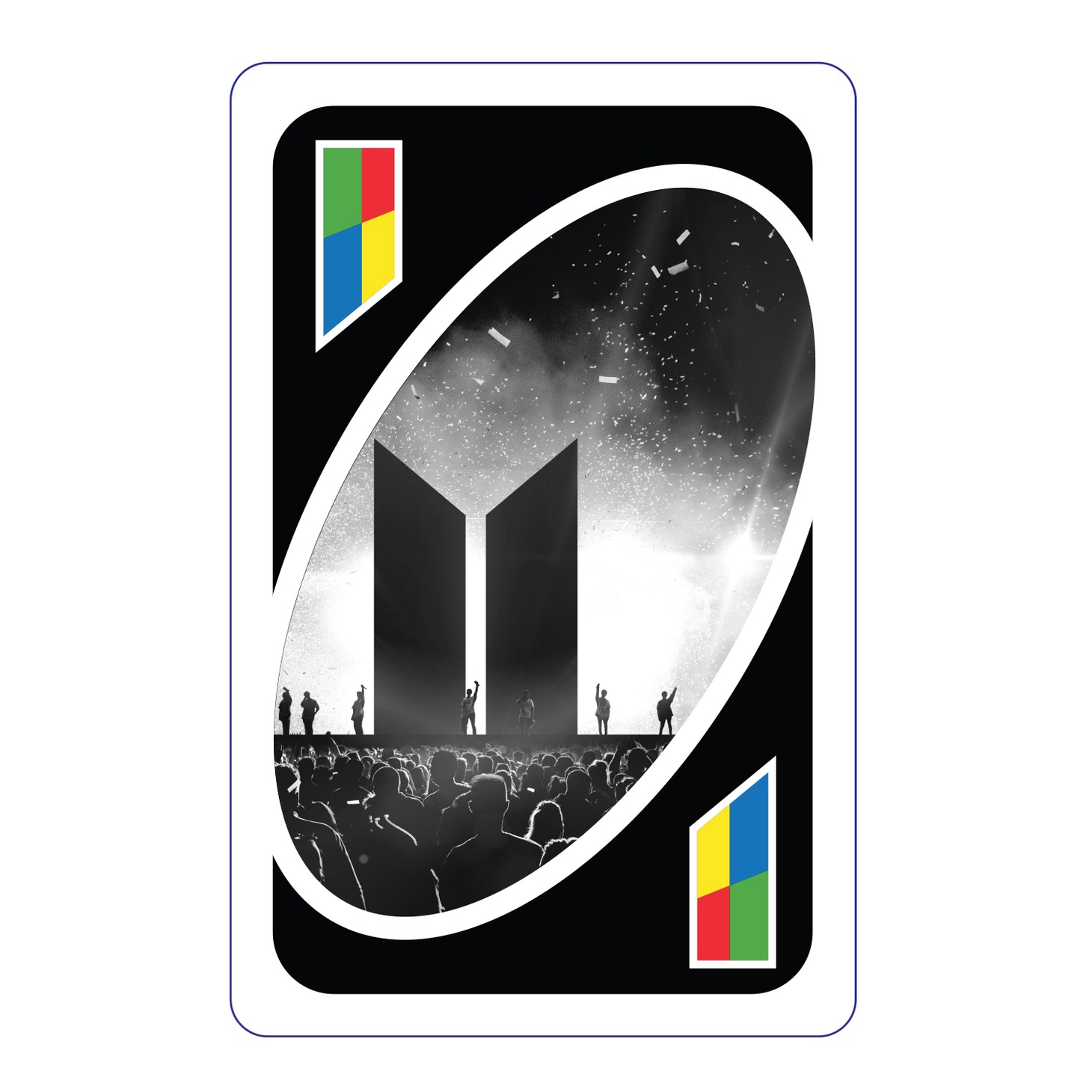 「ウノ BTS」の「ダンシング ワイルド」カード。 (c)Big Hit Entertaiment. All Rights Reserved. (c)2019 Mattel