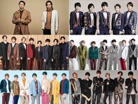 上段左からKinKi Kids、嵐、Hey! Say! JUMP、Kis-My-Ft2、ジャニーズWEST、SixTONES。