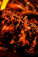 観客の上で歌うヤマサキセイヤ（Vo, G / キュウソネコカミ）。（撮影：新倉映見）