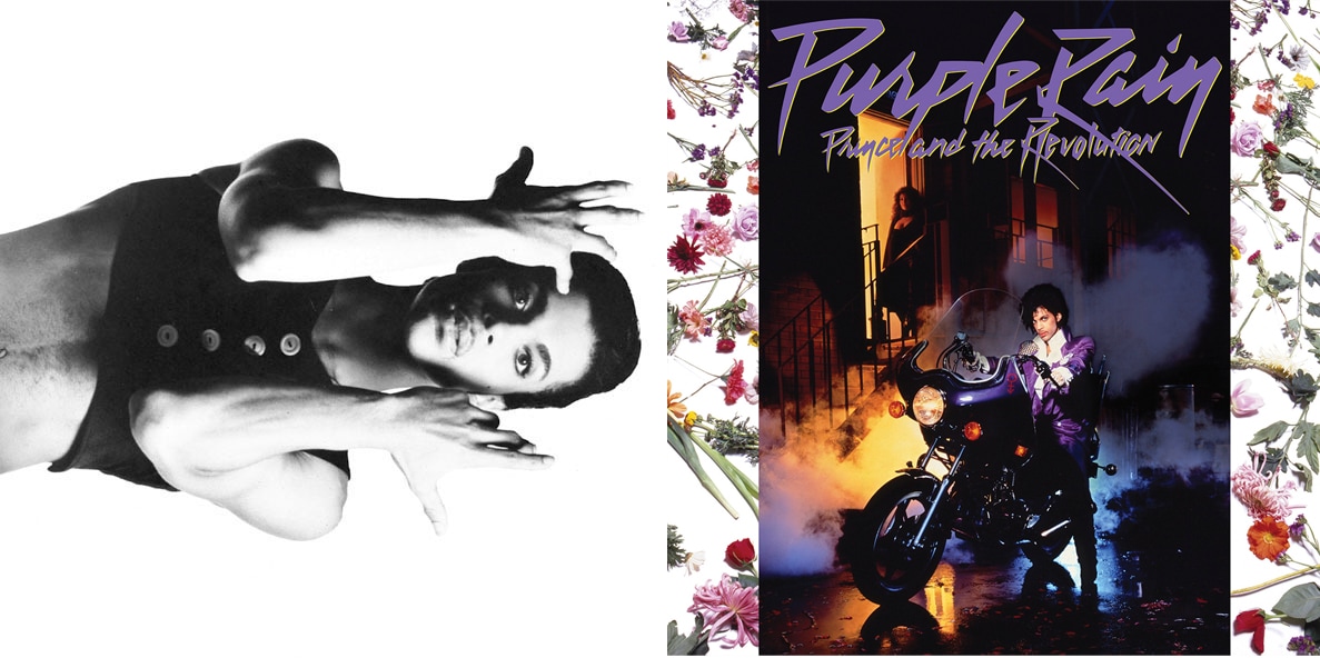 プリンス「Parade」ジャケット(左)と「Purple Rain」ジャケット(右)。(写真提供:ワーナーミュージック・ジャパン)