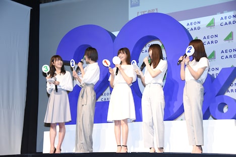 クイズに挑戦する欅坂46。