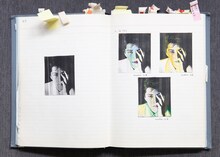 しまおまほ中学時代の日記より。カールスモーキー石井の切り抜きを使ったポップアート風コラージュ。