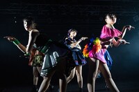 アップアップガールズ（仮）の新井愛瞳、アップアップガールズ（2）の高萩千夏、鍛治島彩、中川千尋、アップアップガールズ（プロレス）の渡辺未詩による“チームおっぺけぺー”。（写真提供：YU-Mエンターテインメント）