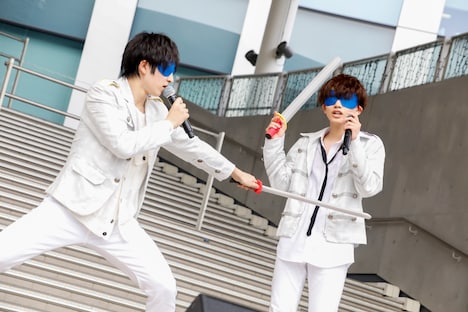 気配斬り対決の決勝戦の様子。（撮影：小坂茂雄）