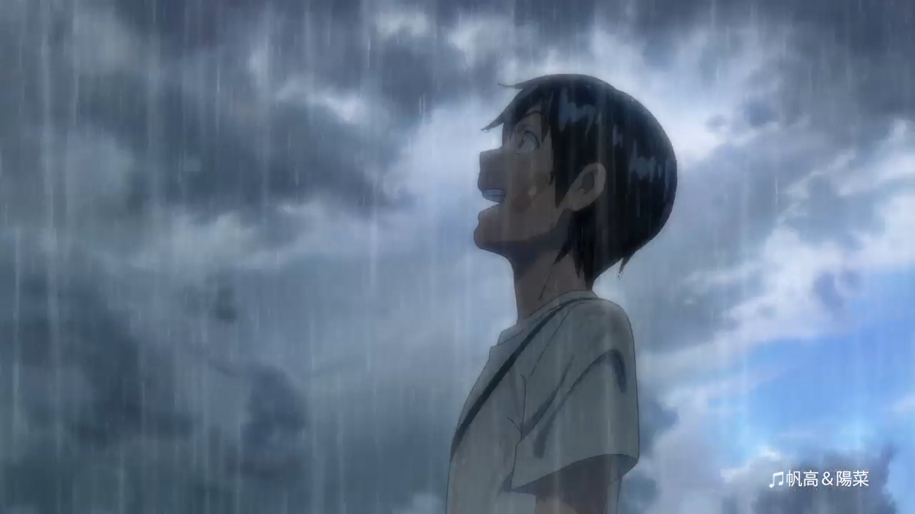 サントリー天然水の新CM「手のひらを空に（雨）」編より。(c)2019「天気の子」製作委員会