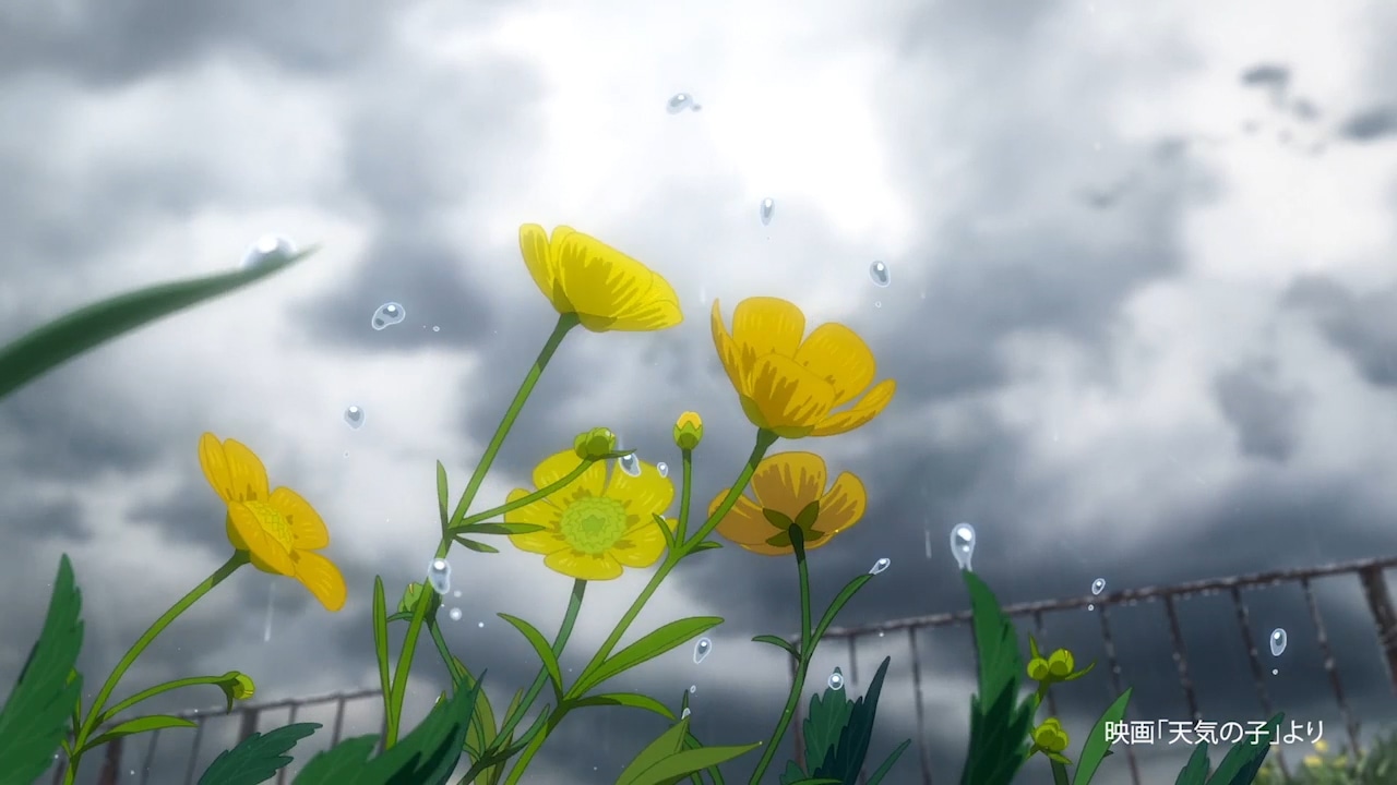 サントリー天然水の新CM「手のひらを空に（雨）」編より。(c)2019「天気の子」製作委員会