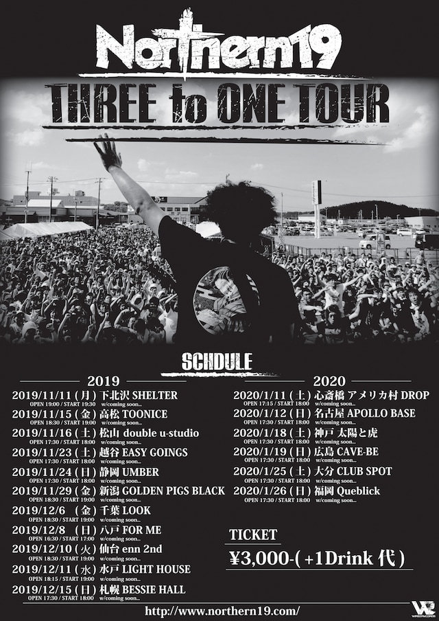 Northern19「THREE to ONE TOUR」フライヤー