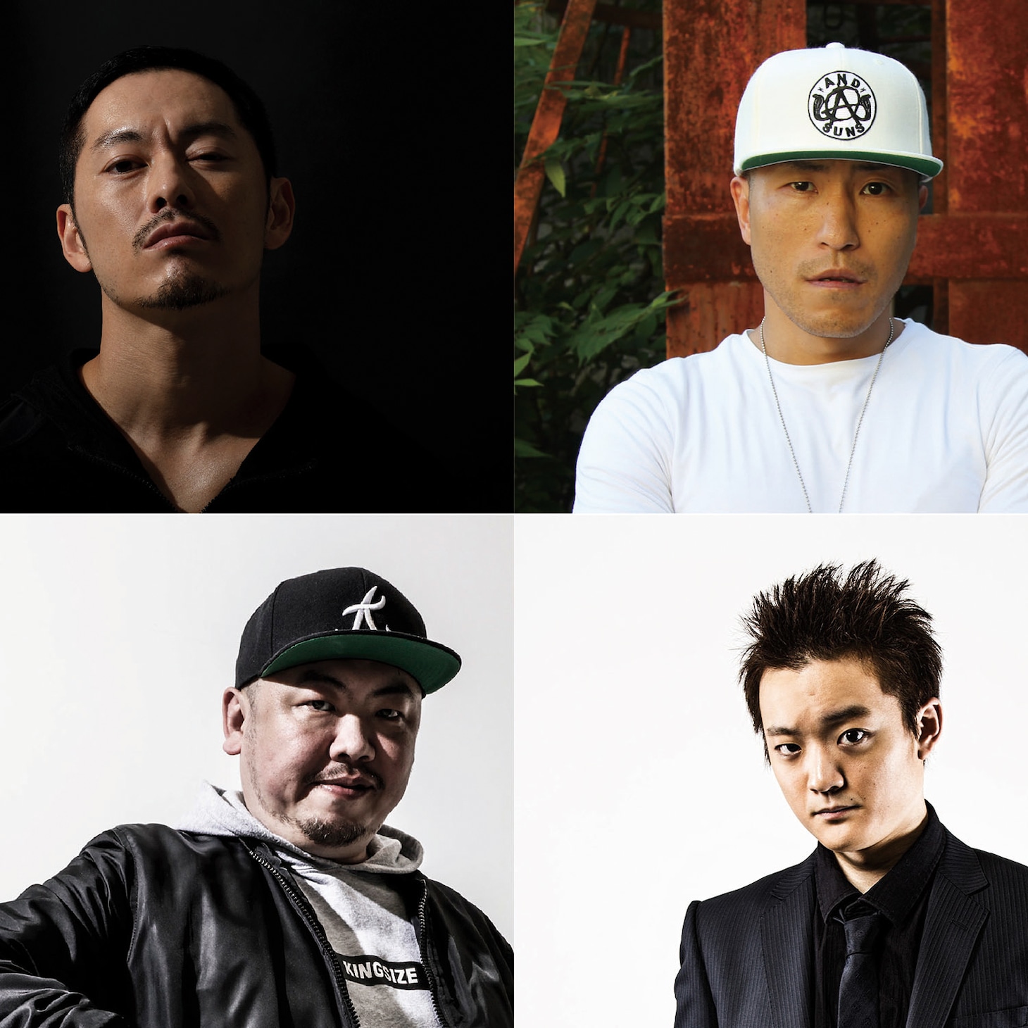 「昭和レコードTOUR 2019 × DJ FUKU『スタメン』Release Party」出演者。左上から時計回りに般若、SHINGO★西成、DJ FUMIRATCH、DJ FUKU。