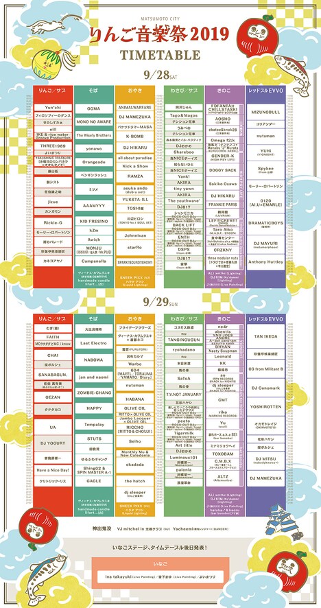 「りんご音楽祭2019」タイムテーブル