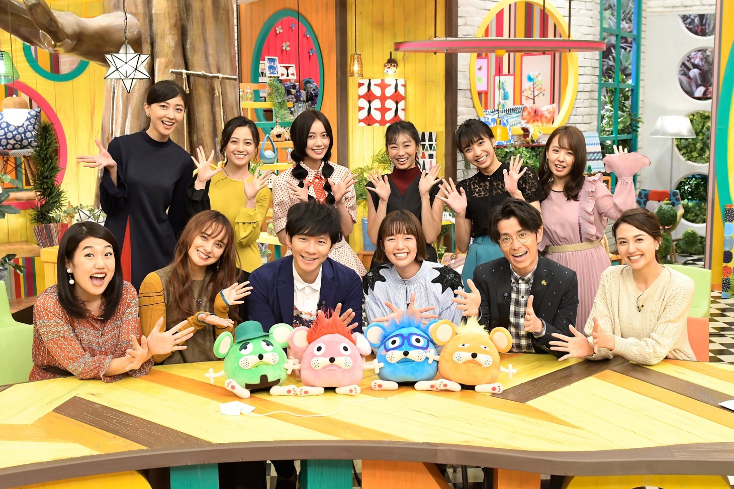 「王様のブランチ」キャストとGReeeeNキャラクター。