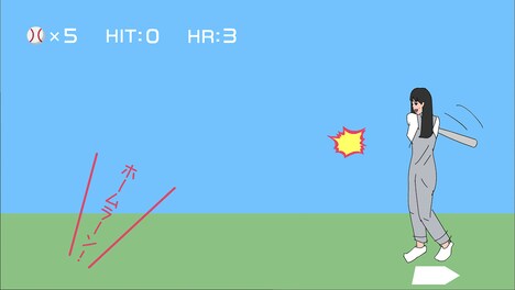 ゲームアプリ「渋谷バッティングセンター」に登場する高城れに（ももいろクローバーZ）。