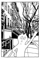 坂本がポストカード用に描き下ろしたニューヨークの街並のイラスト。