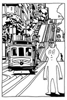 坂本が描いたサンフランシスコの街並のイラスト。今回のアメリカツアーの会場では坂本の画集「Sketches for Music」が販売され、購入者におまけとして配布するポストカードのためにこのイラストが描き下ろされた。