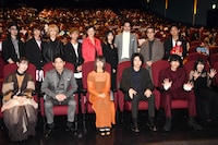 映画「恐怖人形」初日舞台挨拶の様子。