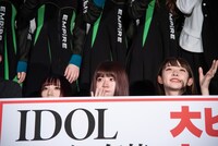 左からアユニ・D（BiSH）、YUiNA EMPiRE（BiS）、NOW EMPiRE（EMPiRE）。