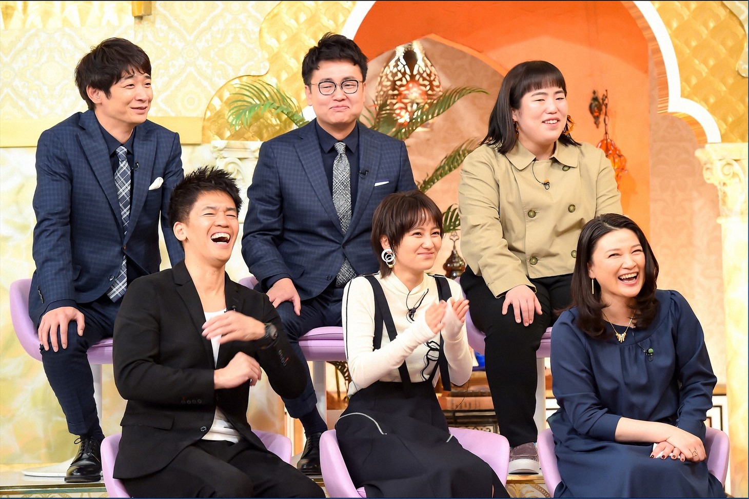 上段左から鰻和弘（銀シャリ）、橋本直（銀シャリ）、ゆりやんレトリィバァ。下段左から武井壮、岡田結実、島崎和歌子。 (c)TBS