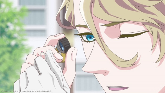 アニメ「宝石商リチャード氏の謎鑑定」のワンシーン。 (c)辻村七子 / 集英社・宝石商リチャード氏の謎鑑定製作委員会