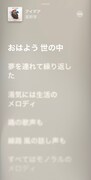 Apple Musicで歌詞を読む機能を使用した際の表示画面。