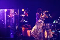 SINA SUIEN制作の衣装を着用するやくしまるえつこ。