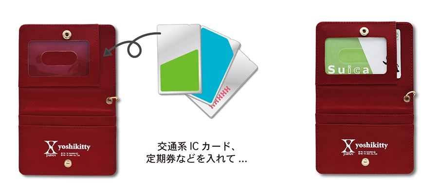 「yoshikitty 二つ折りタイプ ICカードケース」使用イメージ (c)1976, 2019 SANRIO CO., LTD. (c)2009, 2019 Japan Music Agency Co., Ltd.