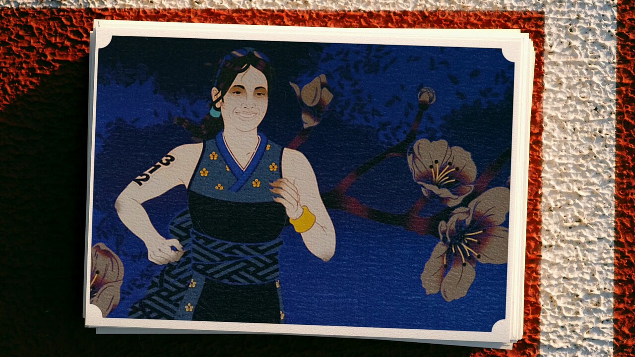 「パラアスリート歌絵巻『風の谷真海』篇」のワンシーン。