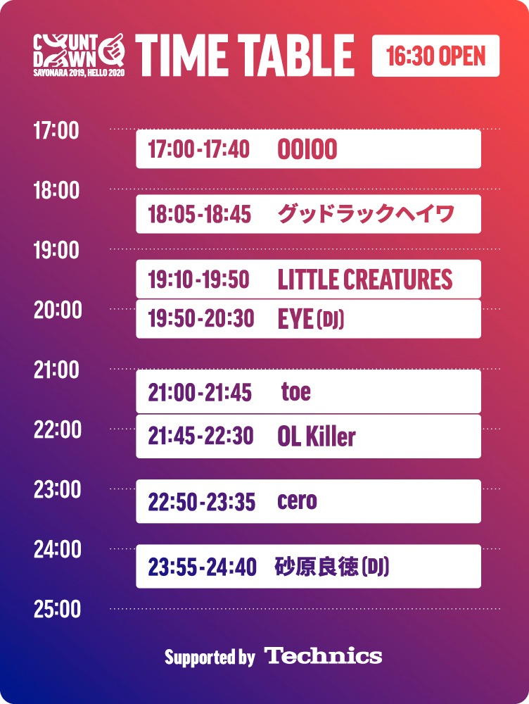 「COUNTDOWN Q」タイムテーブル