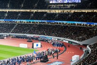 「国立競技場オープニングイベント ～HELLO, OUR STADIUM～」の「OUR SPORTS DAYセレブレーションパレード」の様子。（写真提供：JSC）