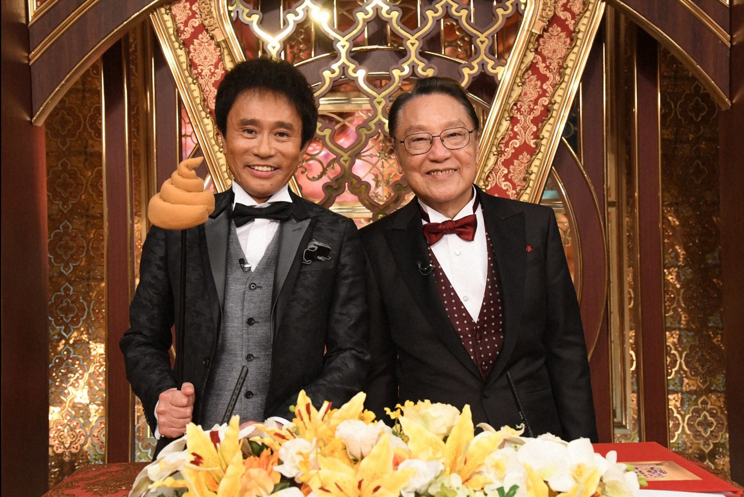 「芸能人格付けチェック!これぞ真の一流品だ！2020お正月スペシャル」司会の浜田雅功と伊東四朗。(C)ABCテレビ