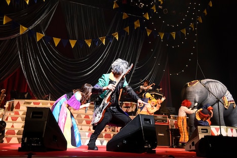 象のぱおちゃんとMCを行うangela。（Photo by Takahiro Kugino）