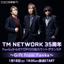 ニコニコ生放送「TM NETWORK 35周年 FanksからのTOP100曲カウントダウンSP～Gift from Fanks～」キービジュアル