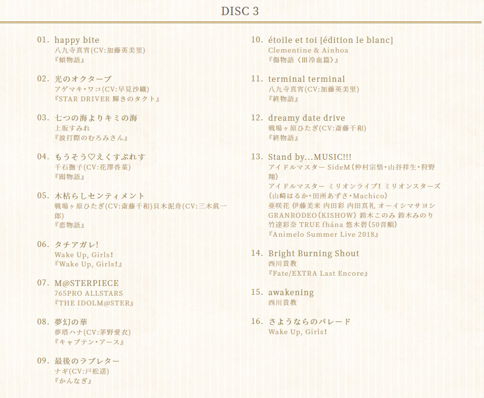 神前暁「神前 暁 20th Anniversary Selected Works “DAWN”」通常盤・限定盤共通の収録曲。
