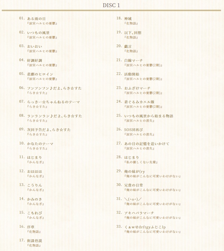 神前暁「神前 暁 20th Anniversary Selected Works “DAWN”」完全生産限定盤のみに付属する劇伴DISCの収録曲。