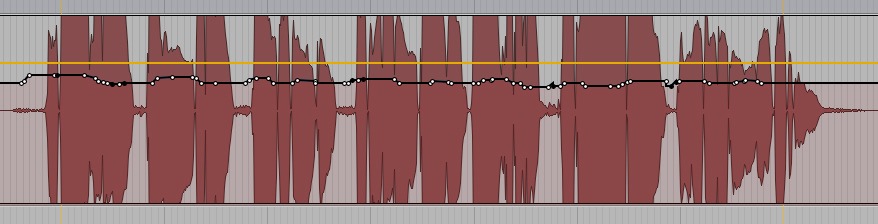 ボーカルトラックに音量のオートメーションを描いた画像（提供：中村公輔）
