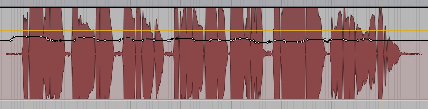 ボーカルトラックに音量のオートメーションを描いた画像(提供:中村公輔)