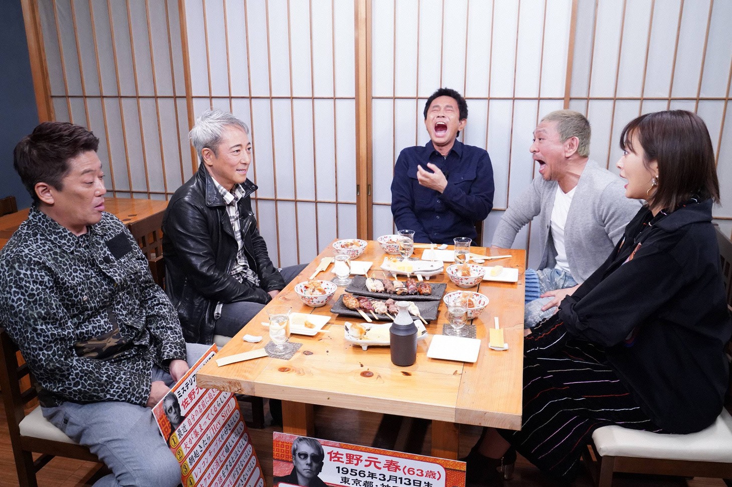 左から坂上忍、佐野元春、浜田雅功、松本人志、夏菜。(c)フジテレビ