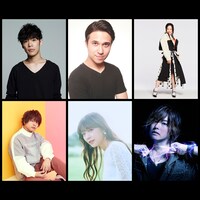 上段左から小野賢章、木村昴、寿美菜子、下段左から仲村宗悟、三森すずこ、森久保祥太郎。